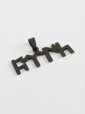 Türk Yazılı Çelik Kolye Ucu 4 cm-Siyah