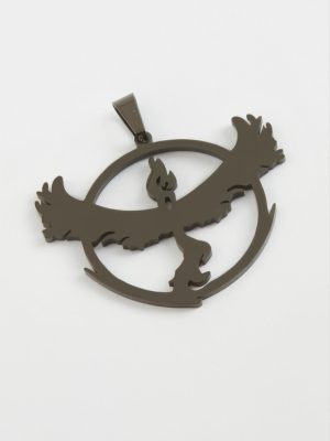 Kuş Çelik Kolye Ucu 3 cm-Siyah