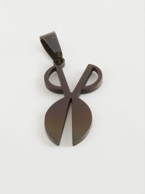 Makas Çelik Kolye Ucu 2,5 cm-Siyah