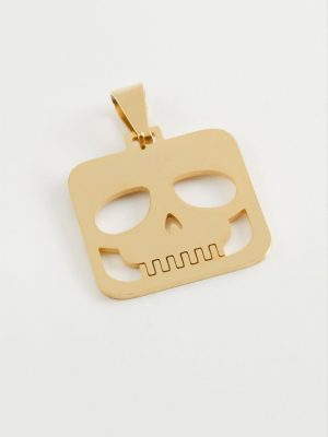 Kuru Kafa Çelik Kolye Ucu 2,5 cm-Sarı