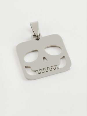 Kuru Kafa Çelik Kolye Ucu 2,5 cm-Gümüş Rengi