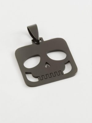 Kuru Kafa Çelik Kolye Ucu 2,5 cm-Siyah