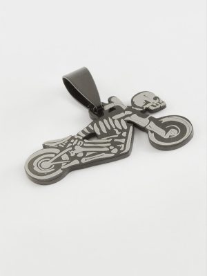 Motor Kuru Kafa Çelik Kolye Ucu 3 cm-Siyah