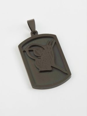 Tuğra Çelik Kolye Ucu 3,5 cm-Siyah