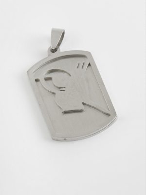 Tuğra Çelik Kolye Ucu 3,5 cm-Gümüş Rengi