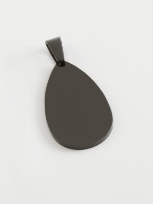 Oval İsim Yazılabilir Çelik Kolye Ucu 4 cm-Siyah