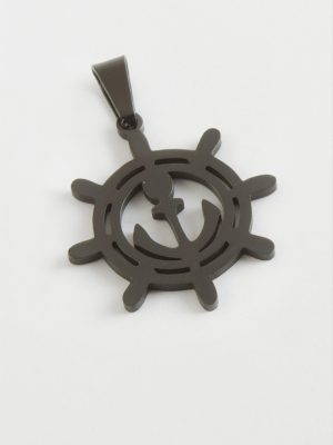 Çapa Çelik Kolye Ucu 2,5 cm-Siyah