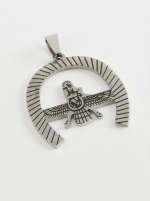 Kanat Çelik Kolye Ucu 3,5 cm-Gümüş Rengi