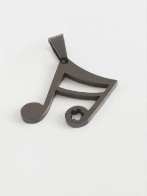 Nota Çelik Kolye Ucu 2 cm-Siyah