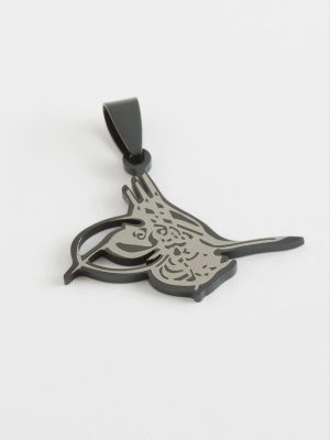 Tuğra Çelik Kolye Ucu 2,5 cm-Siyah