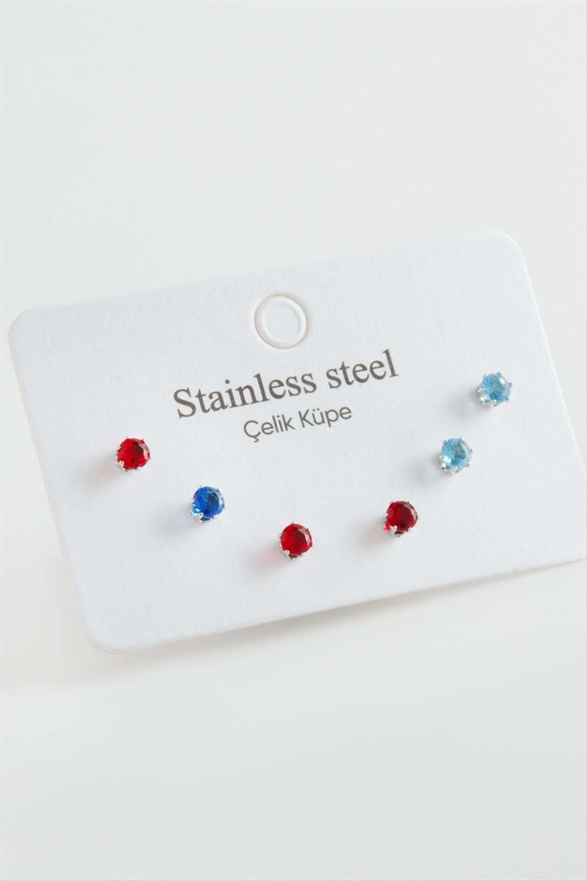 1204763_6-Adet-Yuvarlak-Zirkon-Tek-Tasli-Celik-K-9cc0.jpg 6 Adet Yuvarlak Zirkon Tek Taşlı Çelik Küpe-Gümüş Rengi - Görsel 1
