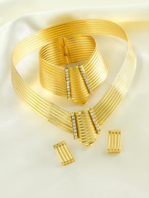 Trabzon Tasma Set Kolye-Sarı