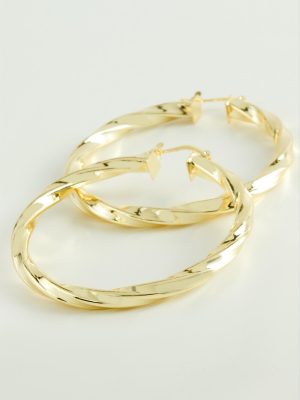 Burgulu Halka Küpe 6 cm-Sarı