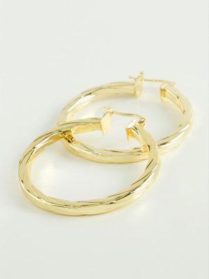 Ezme Halka Küpe 4,5 cm-Sarı