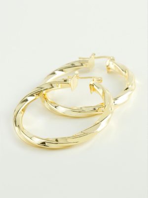 Burgulu Halka Küpe 4,5 cm-Sarı