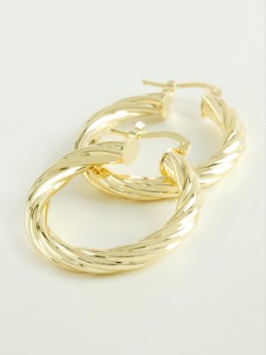 Sarmaşıklı Halka Küpe 3, 5 cm-Sarı