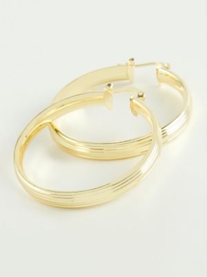 Çizgili Halka Küpe 4,5 cm-Sarı