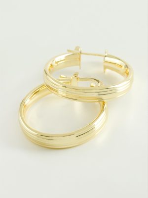 Çizgili Halka Küpe 3 cm-Sarı