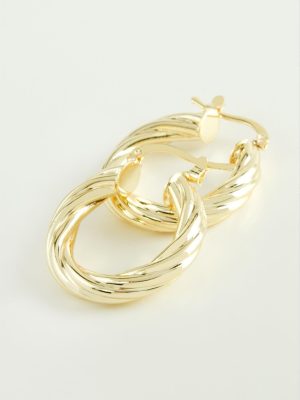 Sarmaşıklı Halka Küpe 2,5 cm-Sarı