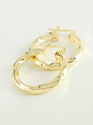 Burgulu Halka Küpe 3 cm-Sarı