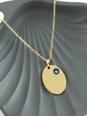 Oval İsim Yazılabilir Kolye-Sarı