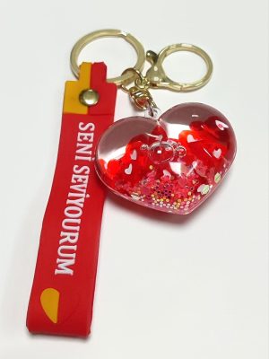 Kalp Seni Seviyorum Yazılı Silikon Anahtarlık-Renkli