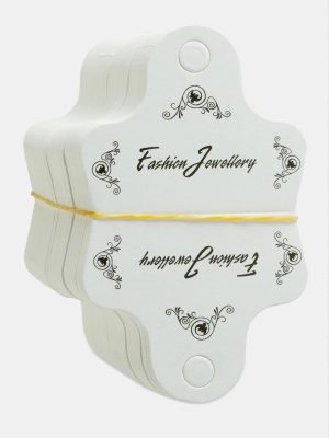 Siyah Çiçek Kolye Kartı 200 Adet-Beyaz