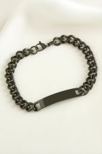 Künye Çelik Bileklik İsim Yazılabilir-Siyah - Görsel 2