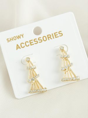 Kule Trend Taşlı Küpe-Sarı