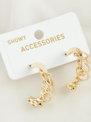 Yarım Halka Trend Metal Küpe-Sarı