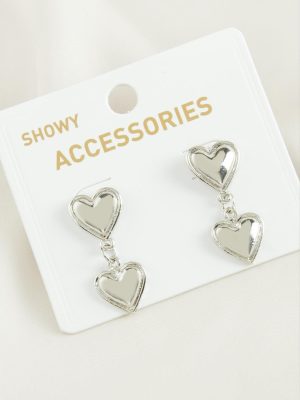 Kalp Trend Metal Küpe-Gümüş Rengi