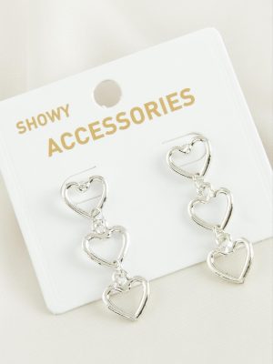 Kalp Trend Metal Küpe-Gümüş Rengi