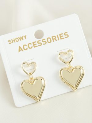 Kalp Trend Metal Küpe-Sarı