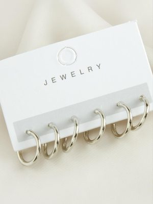 6 Adet Boru Halka Küpe 1,5 cm-Gümüş Rengi