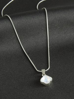 Çiçek Çelik Kolye-Gümüş Rengi