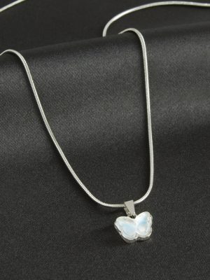 Kelebek Çelik Kolye-Gümüş Rengi