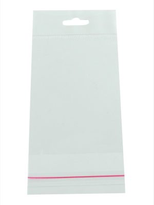 8X20 Yapışkanlı 1000 Adet Askılı Şeffaf Poşet-Gümüş Rengi