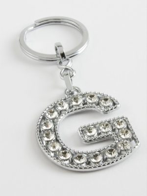 Gümüş Renkli Taşlı Harf Anahtarlık-G