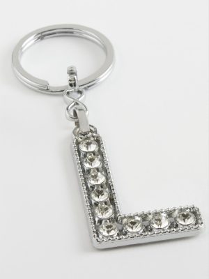 Gümüş Renkli Taşlı Harf Anahtarlık-L