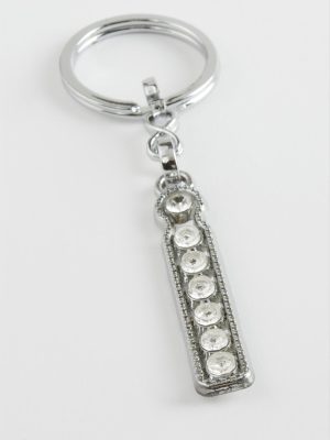 Gümüş Renkli Taşlı Harf Anahtarlık-İ