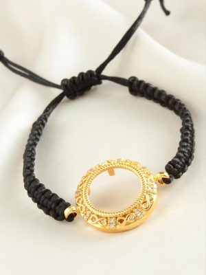 Çeyrek Altın Koyulabilir Makrome Örgülü Bileklik-Sarı