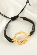 Çeyrek Altın Koyulabilir Makrome Örgülü Bileklik-Sarı - Görsel 2