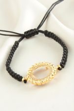 Çeyrek Altın Koyulabilir Makrome Örgülü Bileklik-Sarı