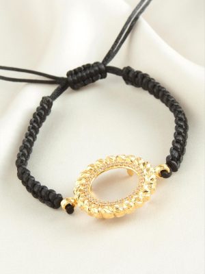 Çeyrek Altın Koyulabilir Makrome Örgülü Bileklik-Sarı