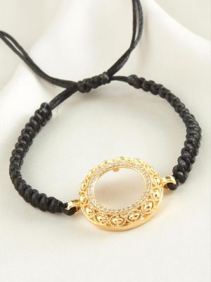 Çeyrek Altın Koyulabilir Makrome Örgülü Bileklik-Sarı