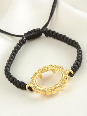 Çeyrek Altın Koyulabilir Makrome Örgülü Bileklik-Sarı