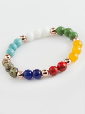 Çakra Doğaltaş Bileklik-Renkli