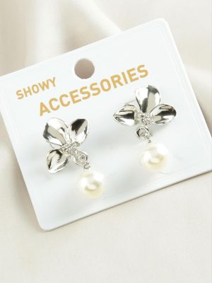 Orkide Trend İnci Küpe-Gümüş Rengi