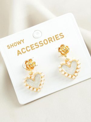 Kalp Trend İnci Küpe-Sarı