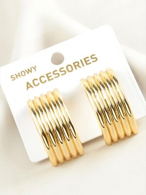 Hasır Şekilli Trend Metal Küpe-Sarı